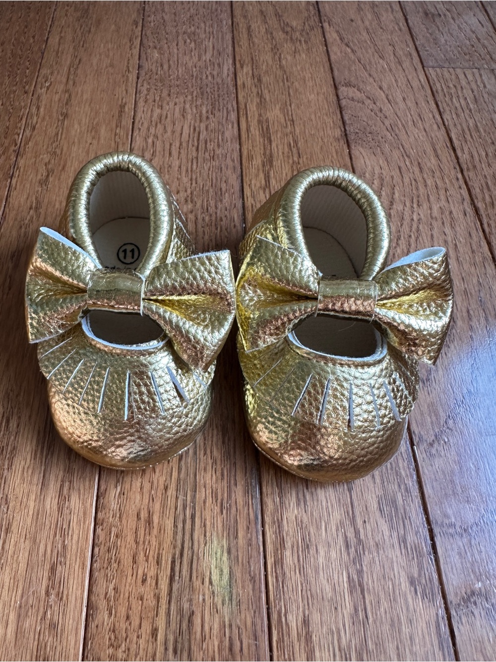 Gold Bow Baby Girls Soft-Soled Shoes